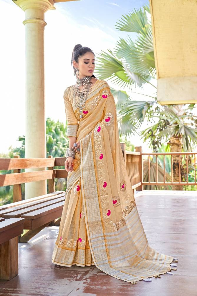 Rajyog Andaz  Latest Fancy Festive Wear Designer Rich Look Exclusive Linen Silk Saree Collection